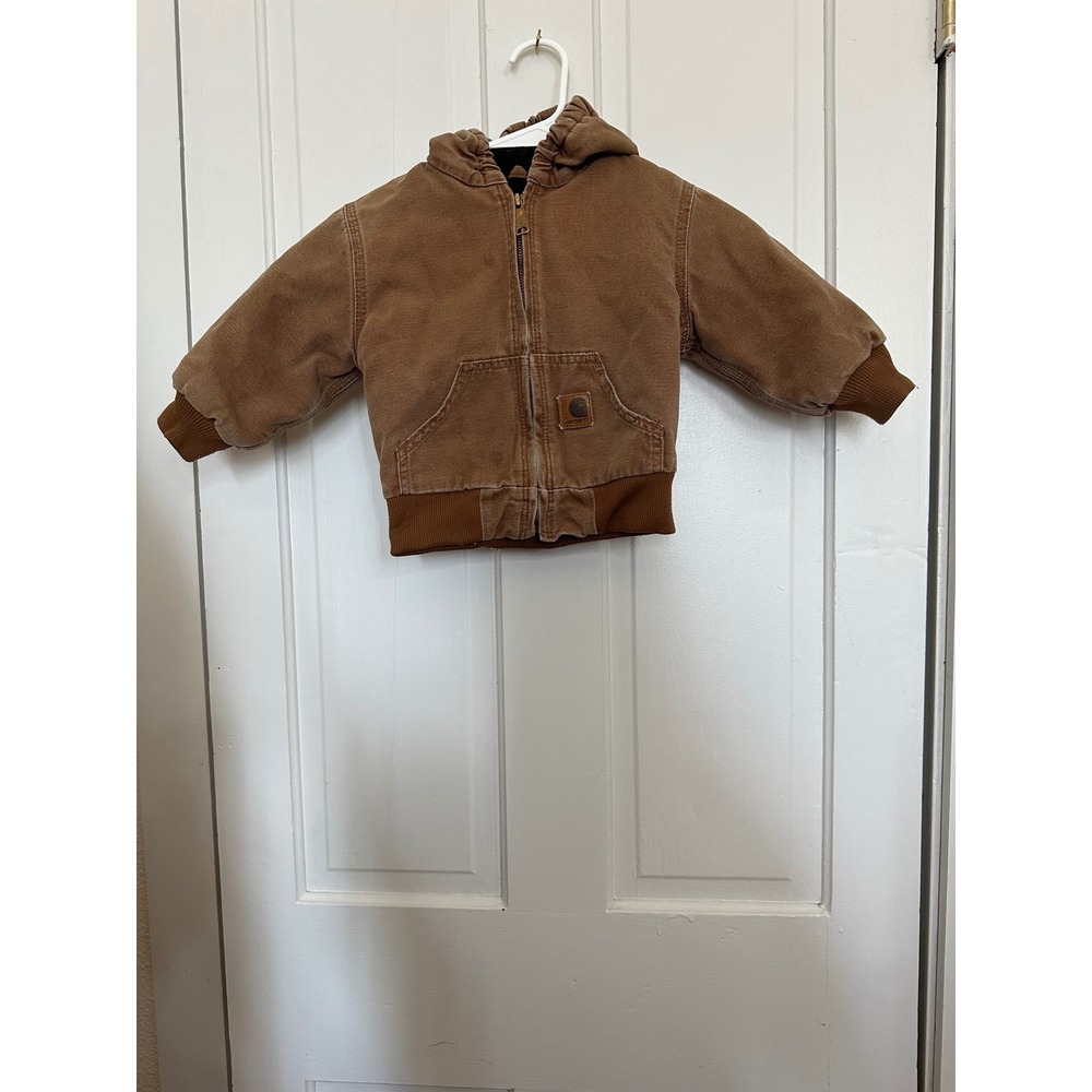 Carhartt Kids Hooded Active Jacket Brown Canvas Duck Insulated Coat